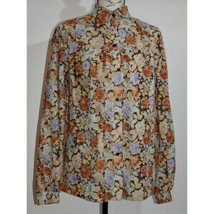 Eccobay Floral Button Up Sheer Blouse Shirt Size 11-12